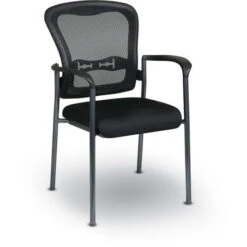 ProGrid® Mesh Back Visitor's Chair W/ Padded Fabric Seat, Contoured Arms, & Titanium Frame Finish