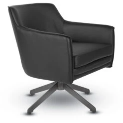 Faux Leather Swivel Chair With Black Base