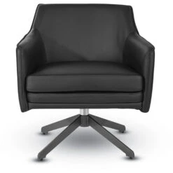 Faux Leather Swivel Chair With Black Base -Office Supplies Shop OFRS 5974 4