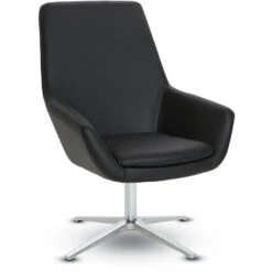 Faux Leather Chair With Aluminum Finish Base