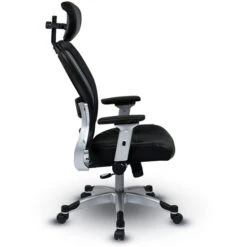 Light Air Grid® Back Chair W/ Bonded Leather Seat, 4-Way Adjustable Flip Arms, Adjustable Headrest And Platinum Base -Office Supplies Shop OS36 36HR 4