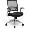 Light Air Grid® Back & Black Bonded Leather Seat Manager's Chair With 2-to-1 Synchro Tilt, Flip Arms And Angled Platinum Finished Nylon Base 1 Light Air Grid® Back & Black Bonded Leather Seat Manager's Chair With 2-to-1 Synchro Tilt, Flip Arms And Angled Platinum Finished Nylon Base -Office Supplies Shop OS67 LSS 1
