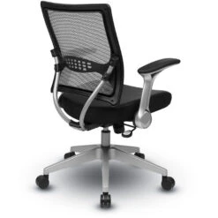 Light Air Grid® Back & Black Bonded Leather Seat Manager's Chair With 2-to-1 Synchro Tilt, Flip Arms And Angled Platinum Finished Nylon Base 8 Light Air Grid® Back & Black Bonded Leather Seat Manager's Chair With 2-to-1 Synchro Tilt, Flip Arms And Angled Platinum Finished Nylon Base -Office Supplies Shop OS67 LSS 3