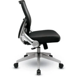 Light Air Grid® Back & Black Bonded Leather Seat Manager's Chair With 2-to-1 Synchro Tilt, Flip Arms And Angled Platinum Finished Nylon Base 9 Light Air Grid® Back & Black Bonded Leather Seat Manager's Chair With 2-to-1 Synchro Tilt, Flip Arms And Angled Platinum Finished Nylon Base -Office Supplies Shop OS67 LSS 4