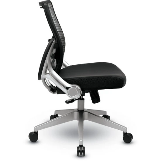 Light Air Grid® Back & Black Bonded Leather Seat Manager's Chair With 2-to-1 Synchro Tilt, Flip Arms And Angled Platinum Finished Nylon Base 6 Light Air Grid® Back & Black Bonded Leather Seat Manager's Chair With 2-to-1 Synchro Tilt, Flip Arms And Angled Platinum Finished Nylon Base - Image 4