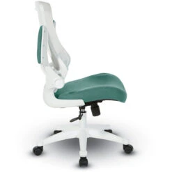 White Screen Back Manager's Chair In Fabric Seat Padded Flip Arms And White Frame -Office Supplies Shop OSBL WF 6