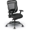 Executive High-Back Chair W/ Breathable Mesh Back & Leather Seat W/ Industrial Steel Finish Angled Base