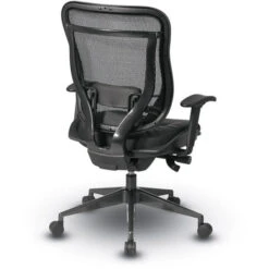 Executive High-Back Chair W/ Breathable Mesh Back & Leather Seat W/ Industrial Steel Finish Angled Base -Office Supplies Shop OSEB LSG 3