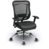 Executive High-Back Chair W/ Breathable Mesh Back, Leather Seat & Polished Aluminum Finish Base