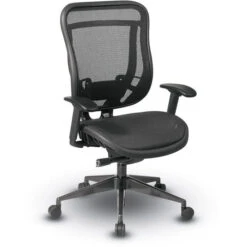 Executive High-Back Chair W/ Breathable Mesh Seat & Back W/ Industrial Steel Finish Angled Base