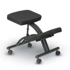 WorkSmart® KC Series Black Ergonomically Designed Knee Chair Featuring Memory Foam & Dual-Wheel Carpet Casters