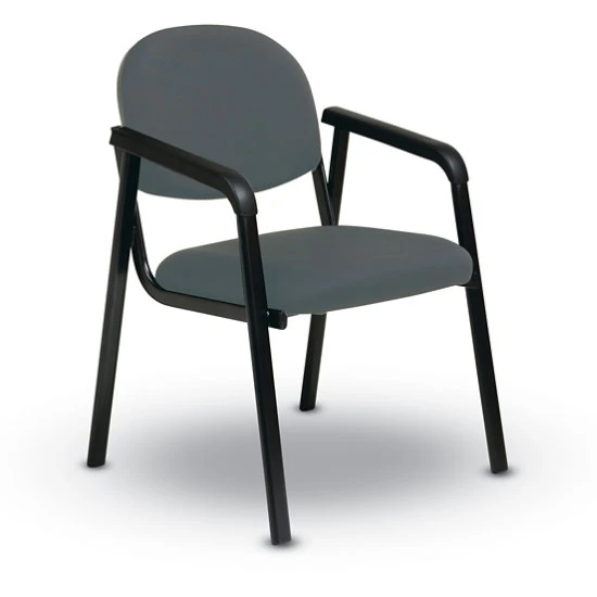 Visitor's Chair W/ Molded Foam Seat & Back, Designer Plastic Shell Back, Black Steel Frame & Legs W/ Arms (Grade A) 3 Visitor's Chair W/ Molded Foam Seat & Back, Designer Plastic Shell Back, Black Steel Frame & Legs W/ Arms (Grade A)