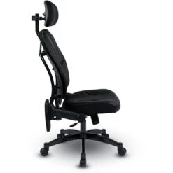 Bonded Leather Manager's Chair W/ 2-Way Adjustable Headrest & Gunmetal Base -Office Supplies Shop OSLM 29HR 5