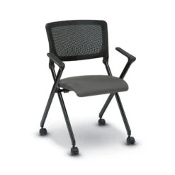 WorkSmart® FC Series Folding Chair W/ Flex Back, Grade A Fabric Seat & Black Frame