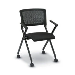 WorkSmart® FC Series Folding Chair W/ Flex Back, Black Fabric Seat & Black Frame