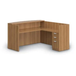Superior Laminate L-Shaped Reception Station: Shell, Top, Return, & BBF Pedestal