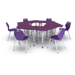 A&D® Koi Adjustable Height Student Desk/ 4 Leg A&D® READY™ Chair, Nylon Glide