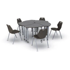 A&D® Tesla Adjustable Height Student Desk - Left/ 4 Leg A&D® READY™ Chair, Nylon Glide