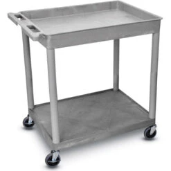 Luxor 35-3/4"H Utility Cart With Two Shelves (Tub / Flat) – Gray