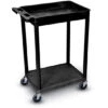 Luxor 35-3/4"H Utility Cart With Two Shelves (Tub / Flat) – Black -Office Supplies Shop PC 1836T 1
