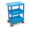 Luxor 36-1/2"H Utility Cart With Three Shelves (Flat / Tub / Tub) – Blue -Office Supplies Shop PC 1838 B 1