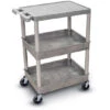 Luxor 36-1/2"H Utility Cart With Three Shelves (Flat / Tub / Tub) – Gray -Office Supplies Shop PC 1838 G 1