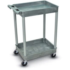 Luxor 37-1/2"H Utility Cart With Two Shelves (Tub / Tub) – Gray