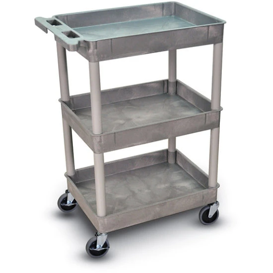 Luxor 36-1/2"H Utility Cart With Three Shelves (Tub / Tub / Tub) – Gray 3 Luxor 36-1/2"H Utility Cart With Three Shelves (Tub / Tub / Tub) – Gray