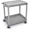 Luxor 35-1/4"H Utility Cart With Two Shelves (Flat / Tub) – Gray -Office Supplies Shop PC 2436 G 1