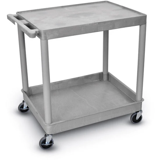 Luxor 35-1/4"H Utility Cart With Two Shelves (Flat / Tub) – Gray 3 Luxor 35-1/4"H Utility Cart With Two Shelves (Flat / Tub) – Gray