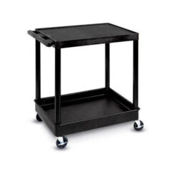 Luxor 35-1/4"H Utility Cart With Two Shelves (Flat / Tub) – Black