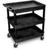 Luxor 38-1/4"H Utility Cart With Three Shelves (Large Tub / Large Tub / Large Tub) – Black -Office Supplies Shop PC 2439 1