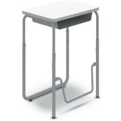 AlphaBetter® 2.0 Height-Adjustable Student Desk W/ Book Box & Pendulum Bar, 29"x43", Dry-Erase