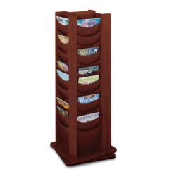 Wood Magazine Rack Rotating - 48-Pocket