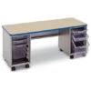 Cascade® Double Cabinet Pedestal Teacher Desk W/ (4) 12-1/4"Wx3"H & (2) 12-1/4"Wx12"H Totes -Office Supplies Shop SCTC D1715 1