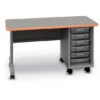 Cascade® Single Pedestal Teacher Desk W/ (6) 12-1/4"Wx3"H Totes 1 Cascade® Single Pedestal Teacher Desk W/ (6) 12-1/4"Wx3"H Totes -Office Supplies Shop SCTC D50123 1