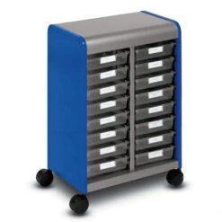 Cascade® Mid-Cabinet W/ Sixteen 3" SW Totes - Casters