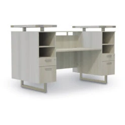 Mirella™ Reception Desk With Glass Countertop -78"W - White Ash
