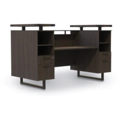 Mirella™ Reception Desk With Glass Countertop -78"W - Black Accents