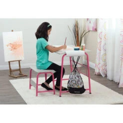 2 Piece Project Center Art/Drawing/Student Desk And Bench With Craft Paper Roll For Painting And Sketching -Office Supplies Shop SOST 2PC 5