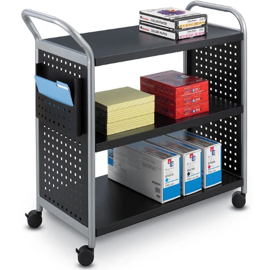 Scoot™ Black Utility Cart With 3 Shelves 3 Scoot™ Black Utility Cart With 3 Shelves