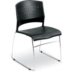 B1400 Black Stack Chair With Chrome Frame
