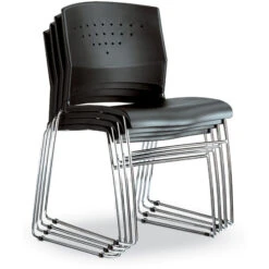 B1400 Black Stack Chair With Chrome Frame -Office Supplies Shop SSBC 14 5