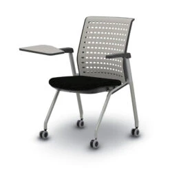 Thesis Training Chair With Static Back And Black Fabric Seat - With Tablet (Set Of 2)