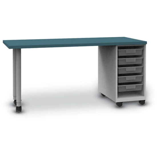 Universal Appleton Teacher's Desk With Rectangle Top, Tote Storage And ELS Leg 3 Universal Appleton Teacher's Desk With Rectangle Top, Tote Storage And ELS Leg