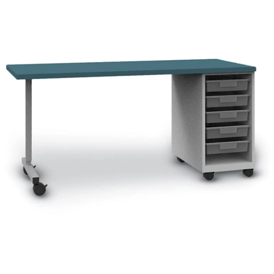 Universal Appleton Teacher's Desk With Rectangle Top, Tote Storage And UNET Leg 3 Universal Appleton Teacher's Desk With Rectangle Top, Tote Storage And UNET Leg