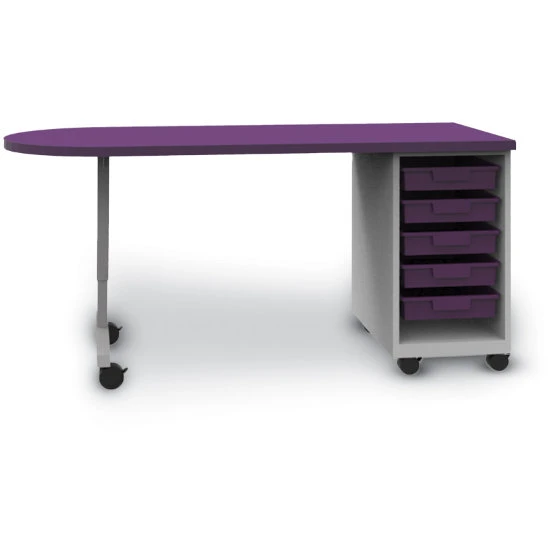 Universal Appleton Teacher's Desk With Shaped Top, Tote Storage And UNET Leg 3 Universal Appleton Teacher's Desk With Shaped Top, Tote Storage And UNET Leg