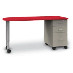 Universal Appleton Teacher's Desk With Shaped Top, 2 Drawers, 1 File Cabinet And ELS Leg
