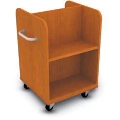 Mobile Double Sided Book Truck W/ 1 Angled Shelf Per Side