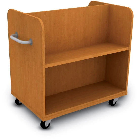 Mobile Double Sided Book Truck W/ 1 Angled Shelf Per Side 4 Mobile Double Sided Book Truck W/ 1 Angled Shelf Per Side - Image 2
